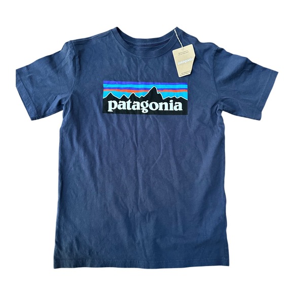 Patagonia Other - Patagonia Youth Kids Navy Short Sleeve tee Shirt 100% Cotton Size XL (14) NWT